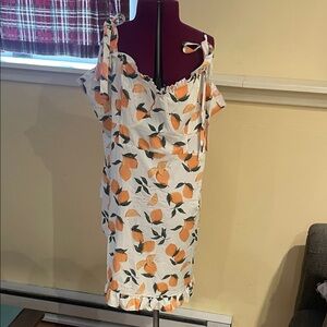 Cider Orange and Green Print Midi Dress